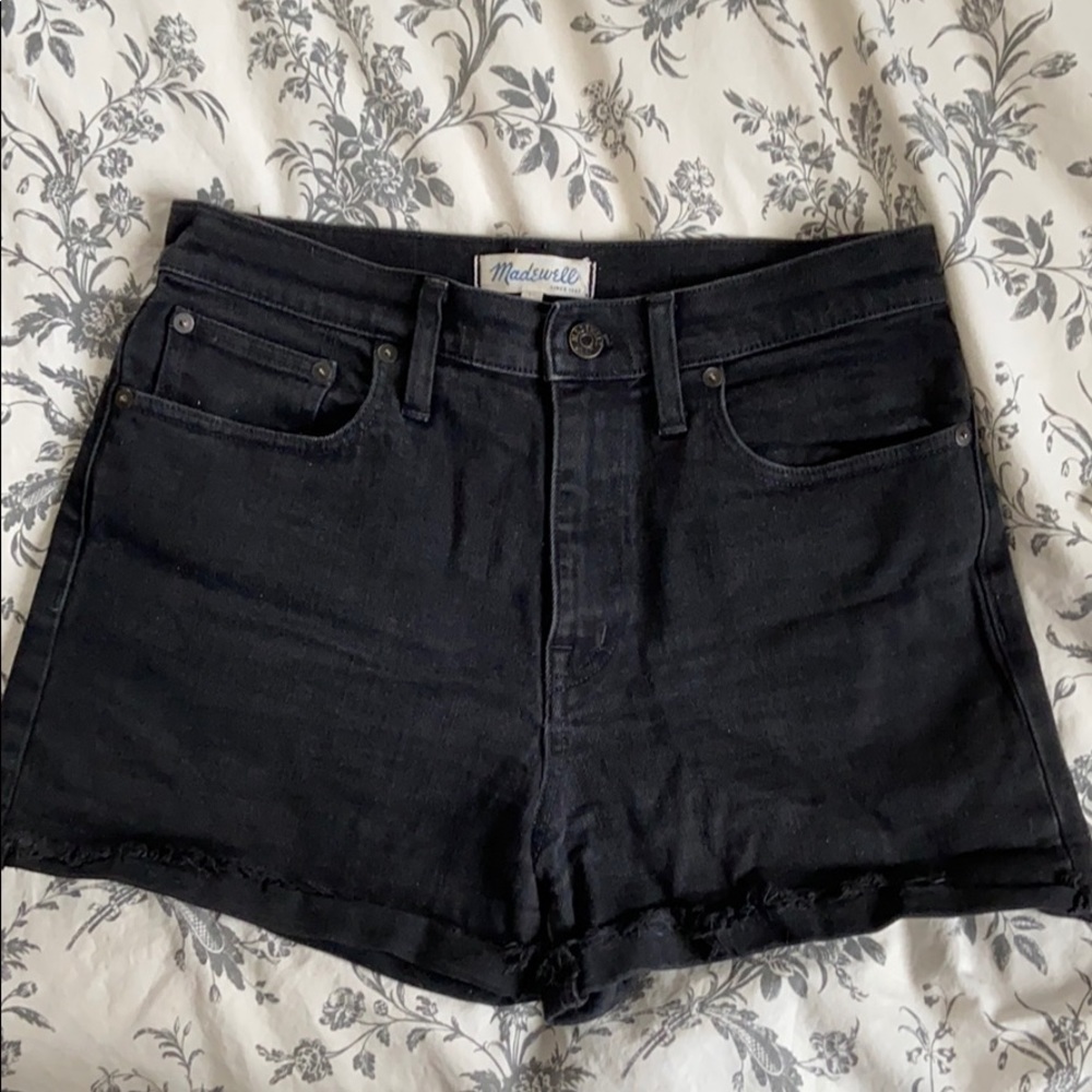 Black high-waisted Madewell shorts